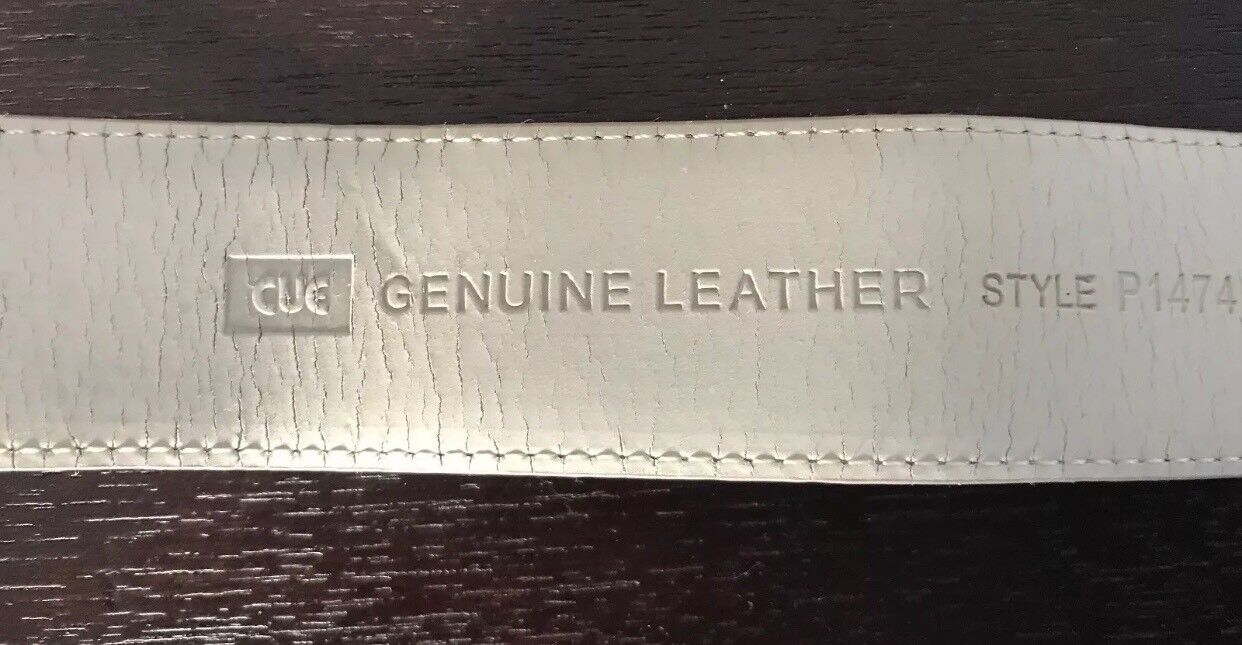 CUE Belt Taupe Leather Double Buckle Size S 10 Waist 67 - 75cm Retro 85cm