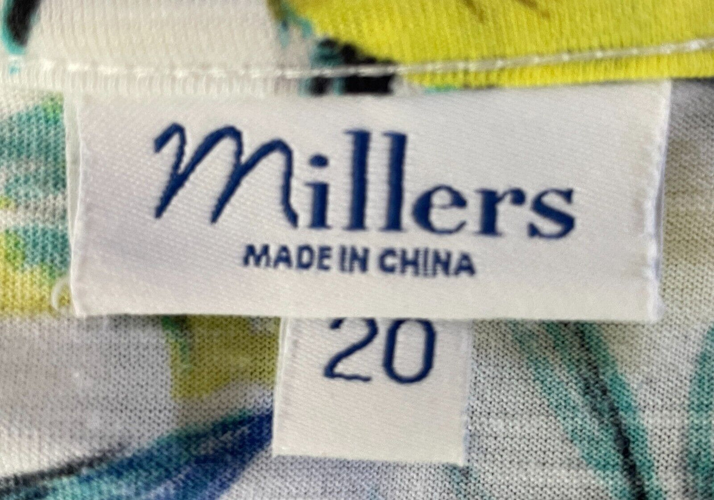 MILLERS Top Bright Multicoloured Floral Print Size 20 Crystal Trim Short Sleeve