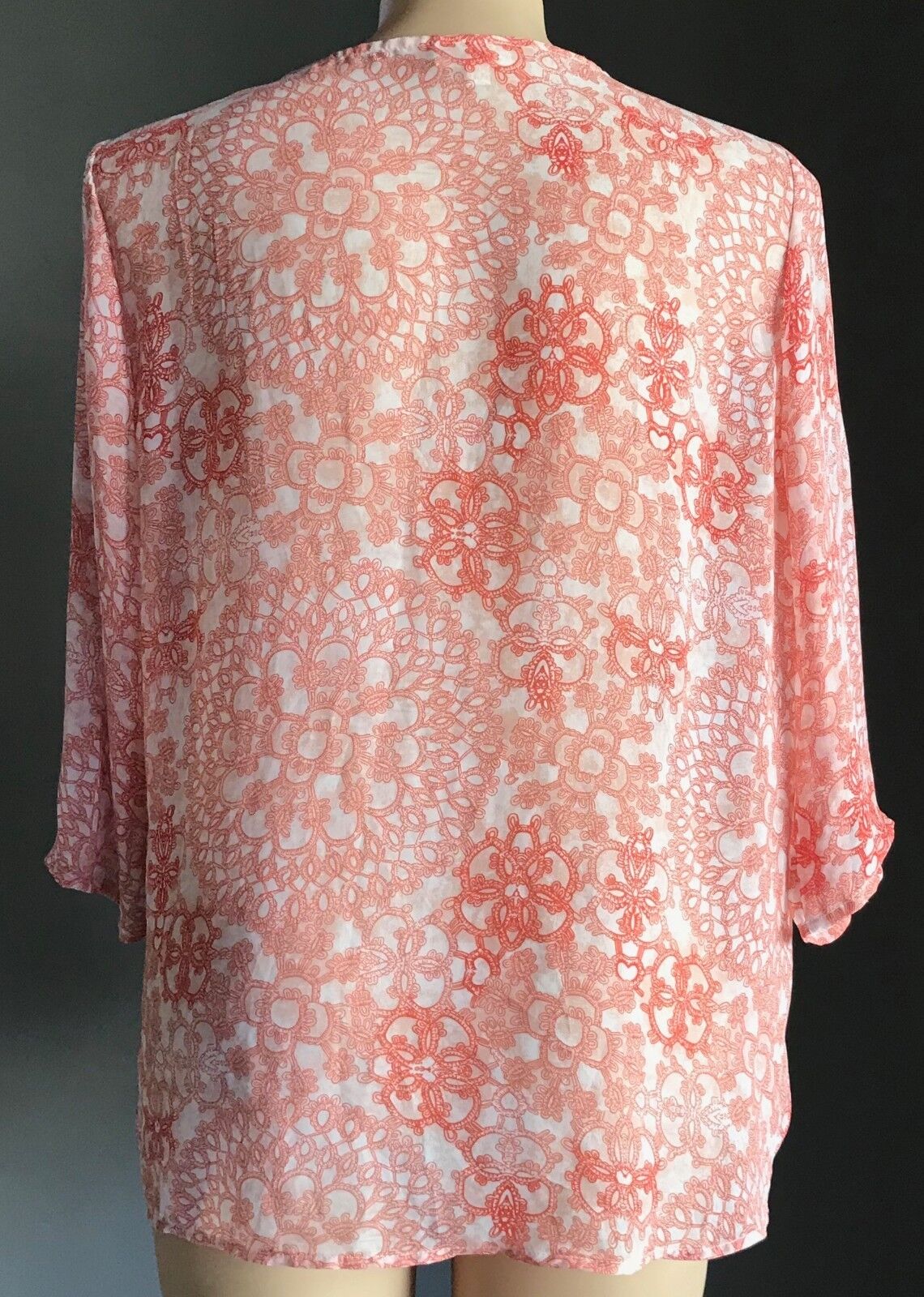 MILLERS Top Blouse Orange & White Mandala Print 3/4 Sleeve Plus Size 20 Retro