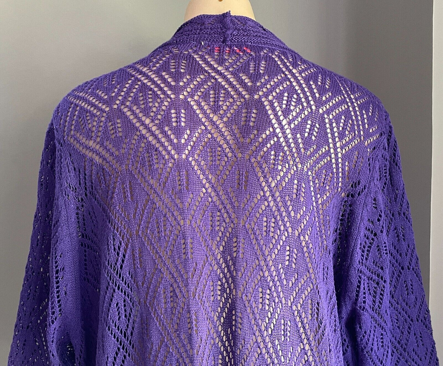 MILLERS Jacket Purple Open Knit 3/4 Sleeve Long Duster Ladies Plus Size 20