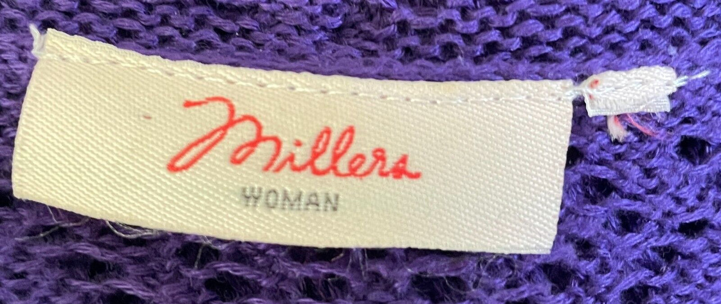 MILLERS Jacket Purple Open Knit 3/4 Sleeve Long Duster Ladies Plus Size 20