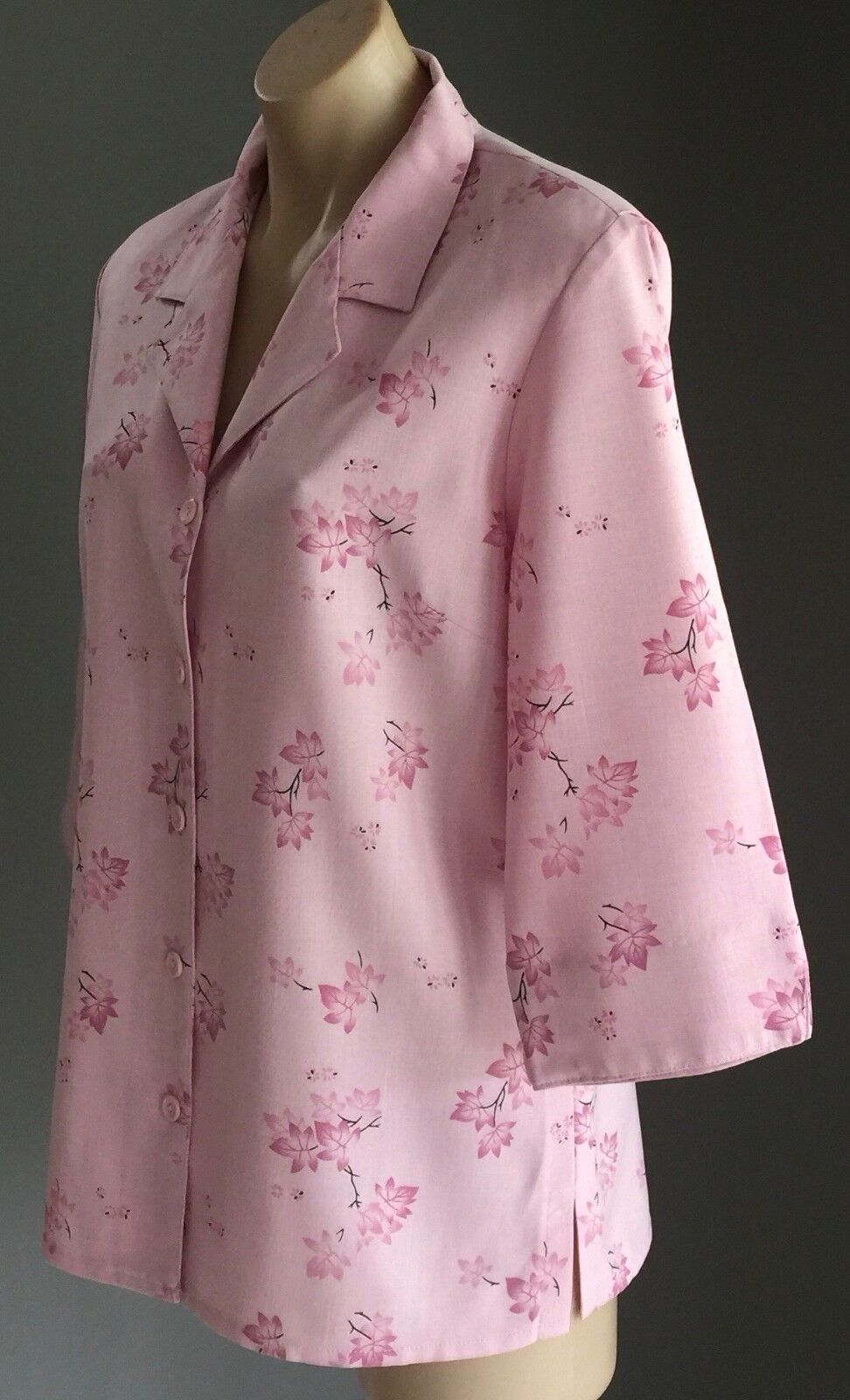 MILLERS Buttoned Shirt Pink Floral Print 3/4 Sleeve Blouse Top Size 12 Retro