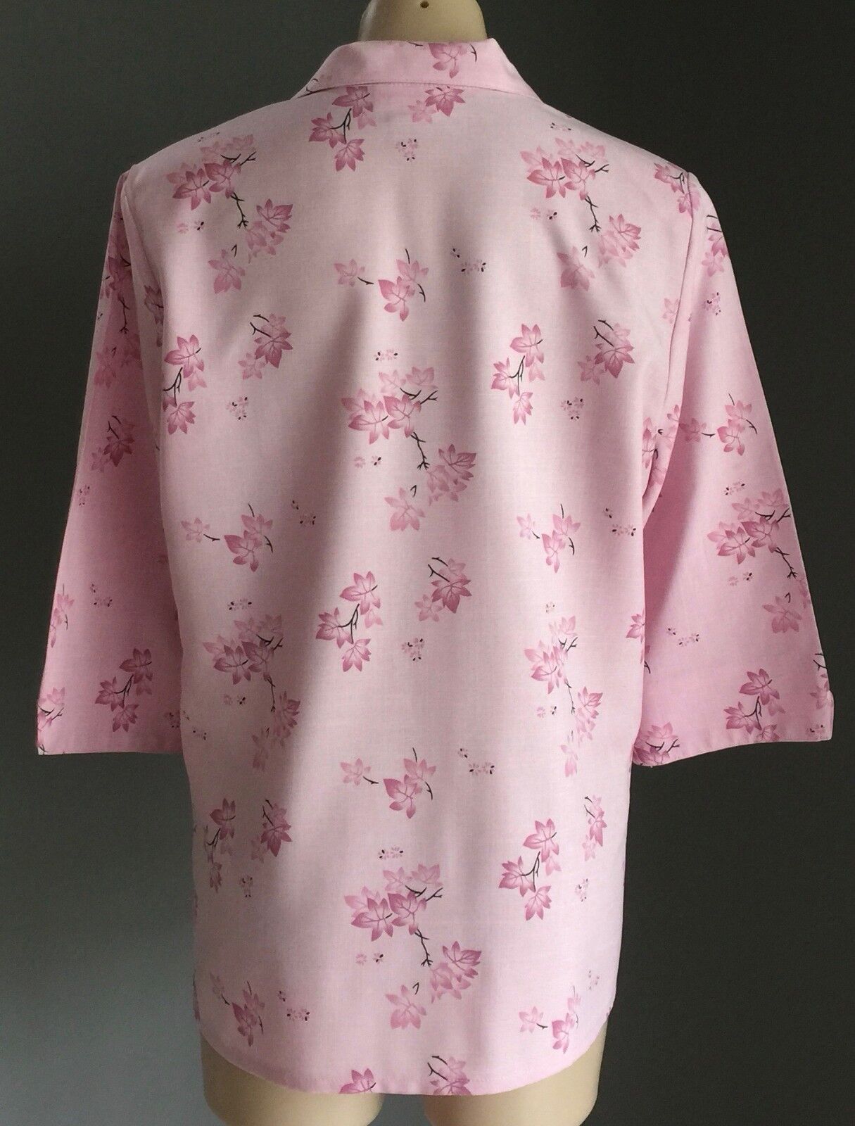 MILLERS Buttoned Shirt Pink Floral Print 3/4 Sleeve Blouse Top Size 12 Retro
