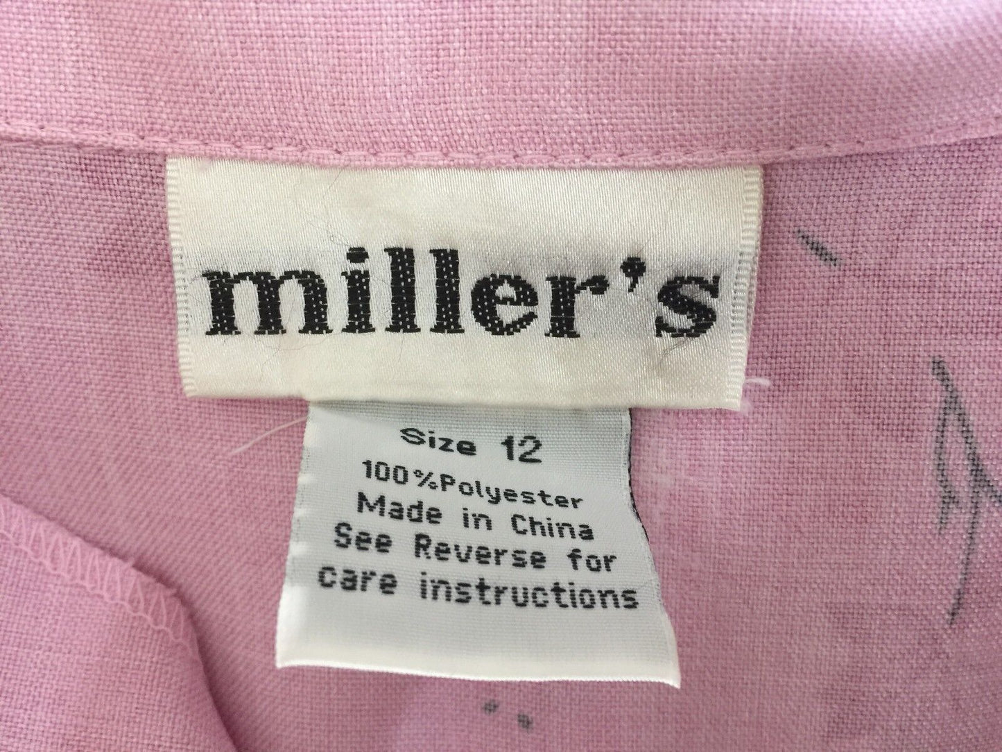 MILLERS Buttoned Shirt Pink Floral Print 3/4 Sleeve Blouse Top Size 12 Retro