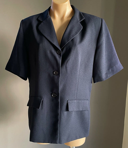 MILLERS CLASSIC WEAR Jacket Navy Blue Short Sleeve Single Breasted Size 16 (1)