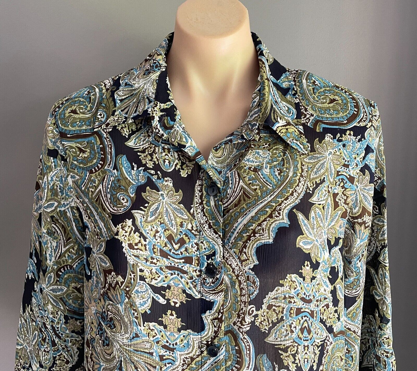 MILLERS Shirt Multicoloured Paisley Print Button Up Blouse 3/4 Sleeve Top Sz 14