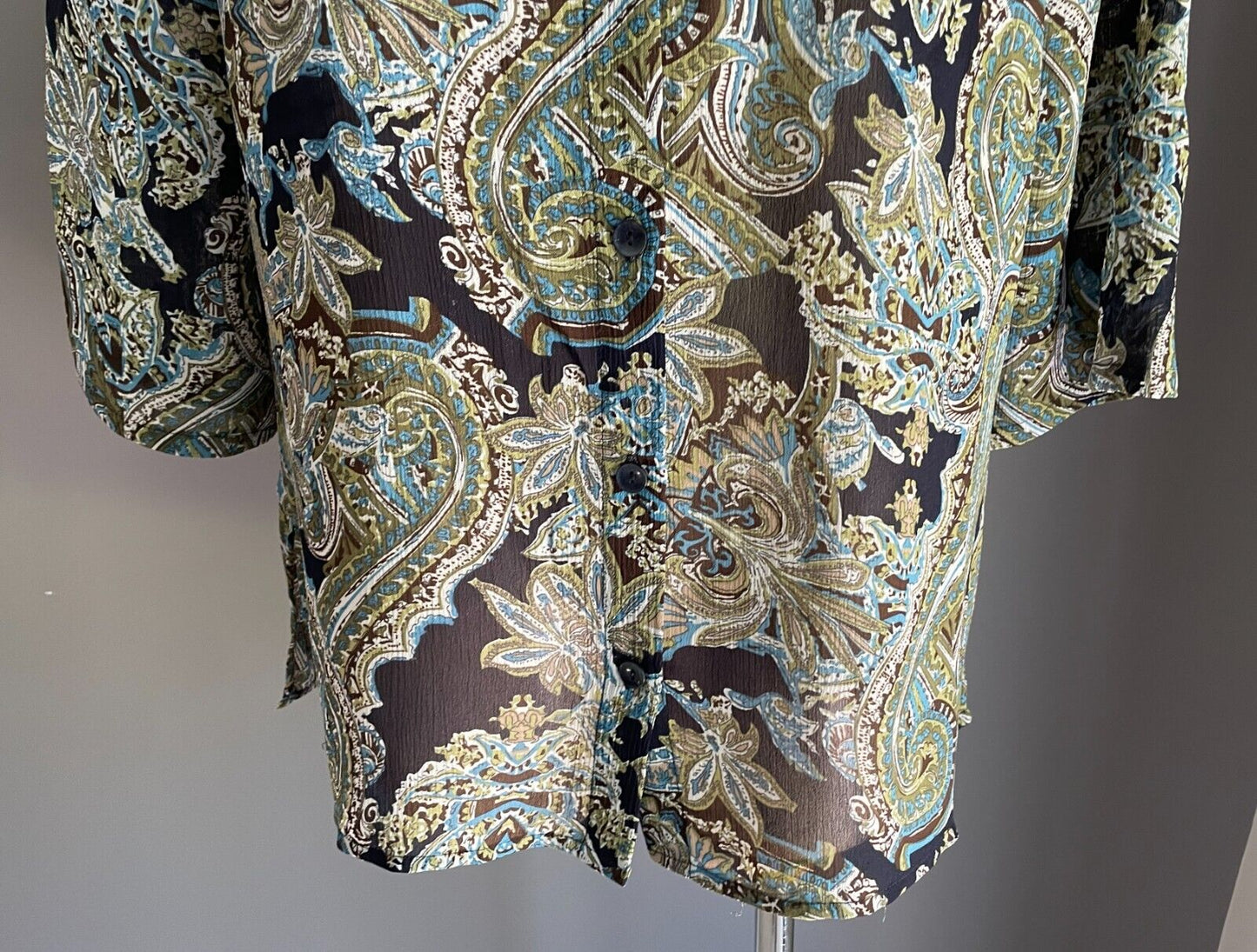 MILLERS Shirt Multicoloured Paisley Print Button Up Blouse 3/4 Sleeve Top Sz 14