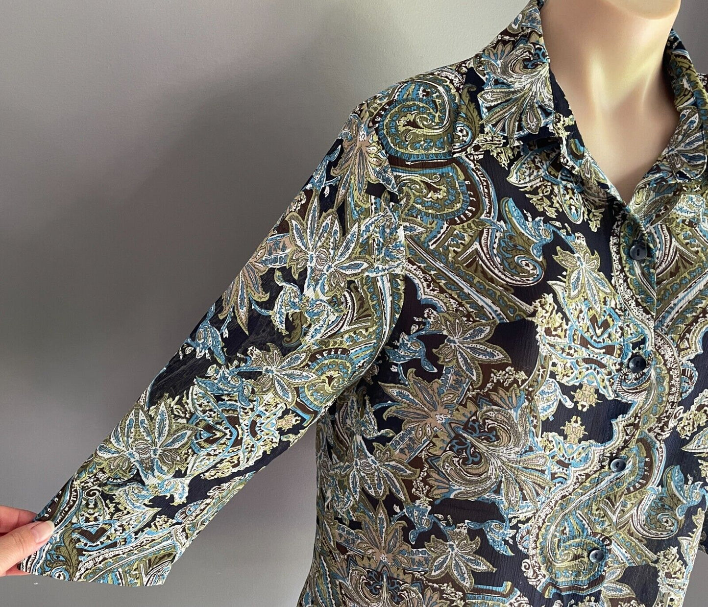 MILLERS Shirt Multicoloured Paisley Print Button Up Blouse 3/4 Sleeve Top Sz 14