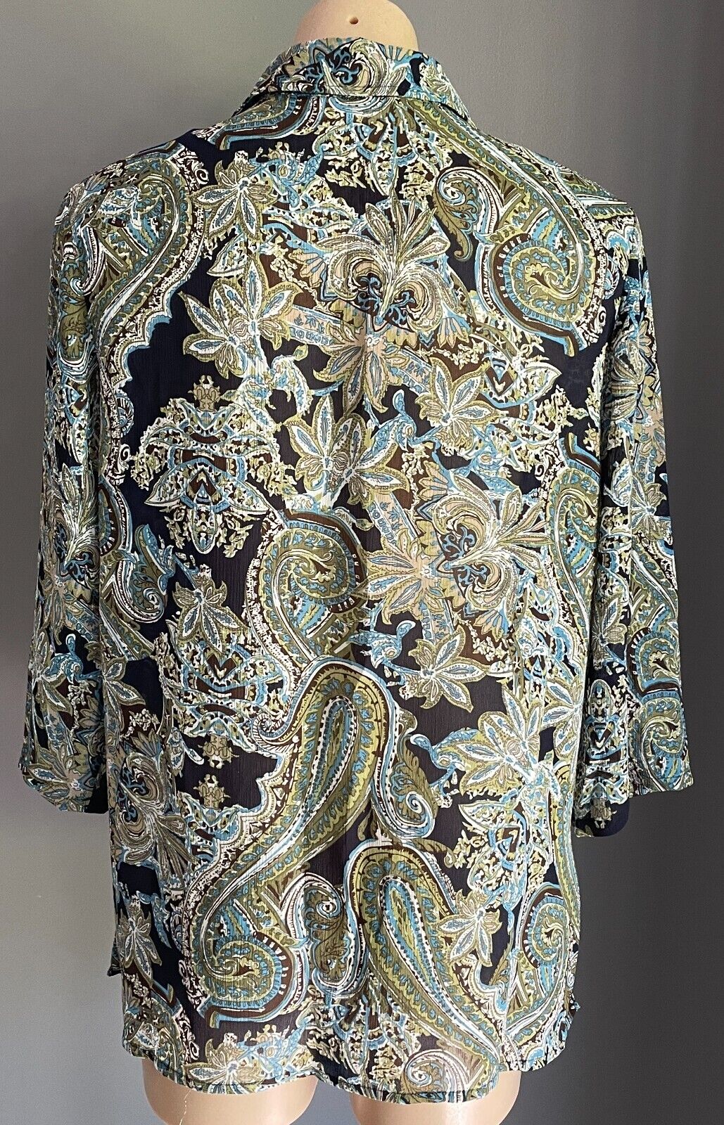 MILLERS Shirt Multicoloured Paisley Print Button Up Blouse 3/4 Sleeve Top Sz 14