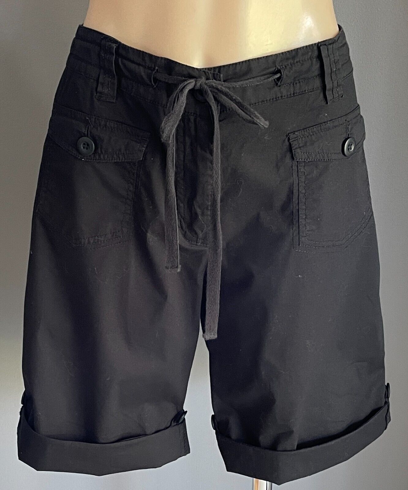 MILLERS Shorts Black Drawstring Waist Cuffed Hem Short Pants Size 12