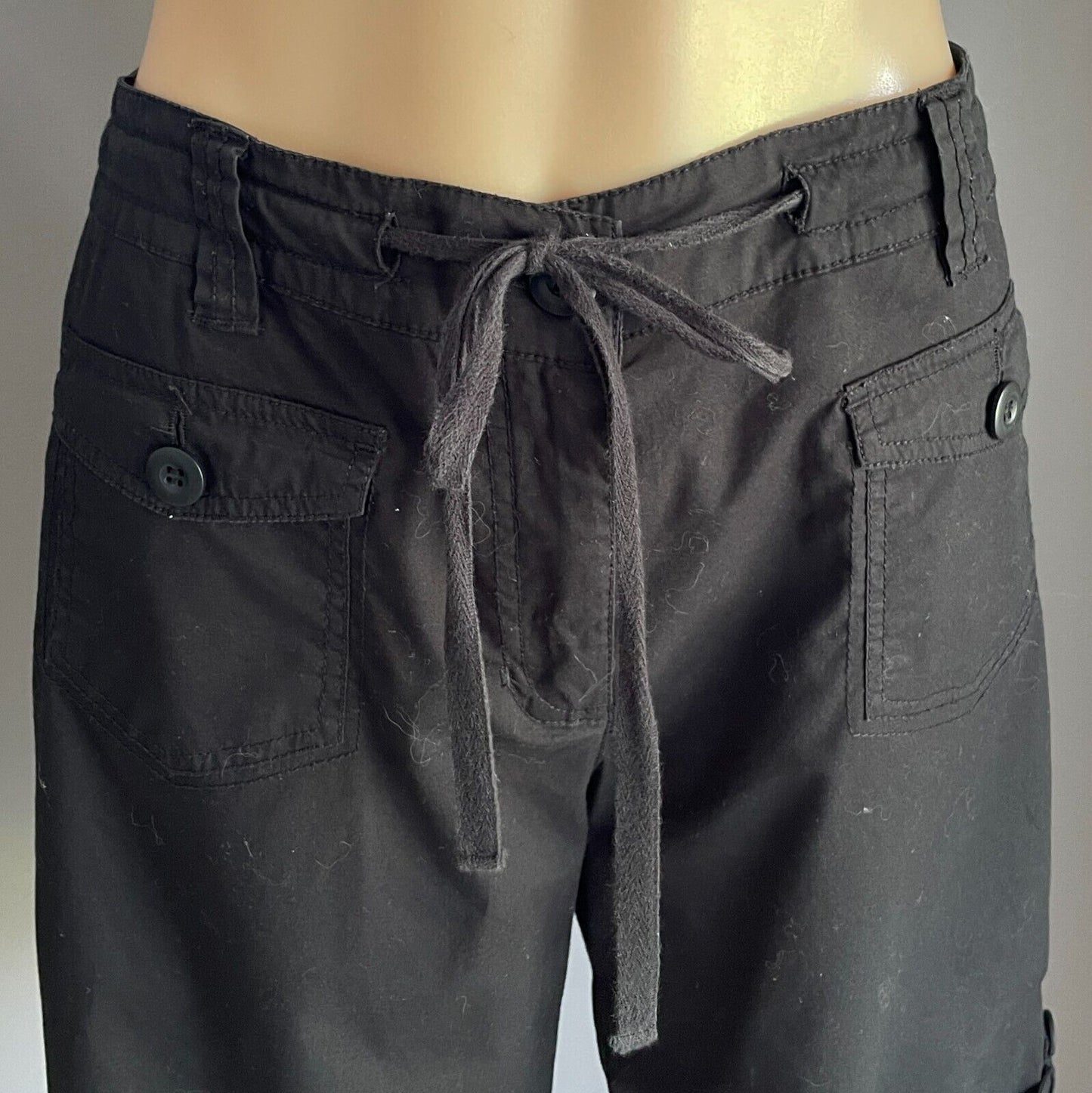 MILLERS Shorts Black Drawstring Waist Cuffed Hem Short Pants Size 12