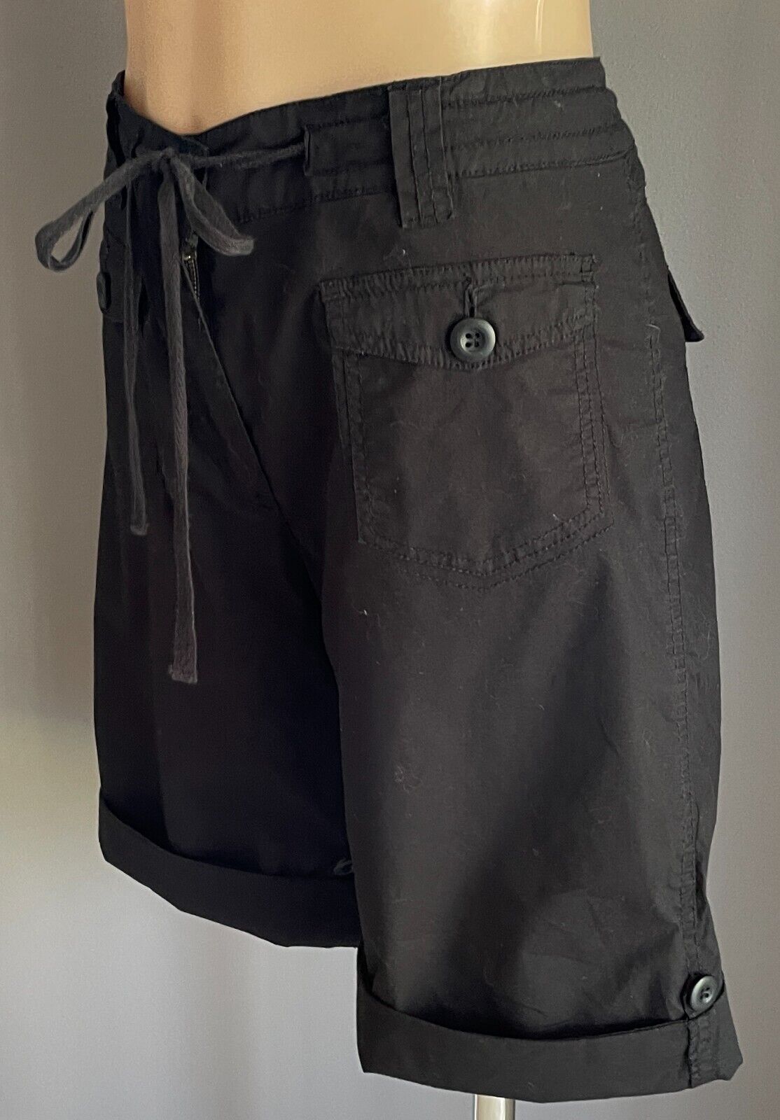 MILLERS Shorts Black Drawstring Waist Cuffed Hem Short Pants Size 12