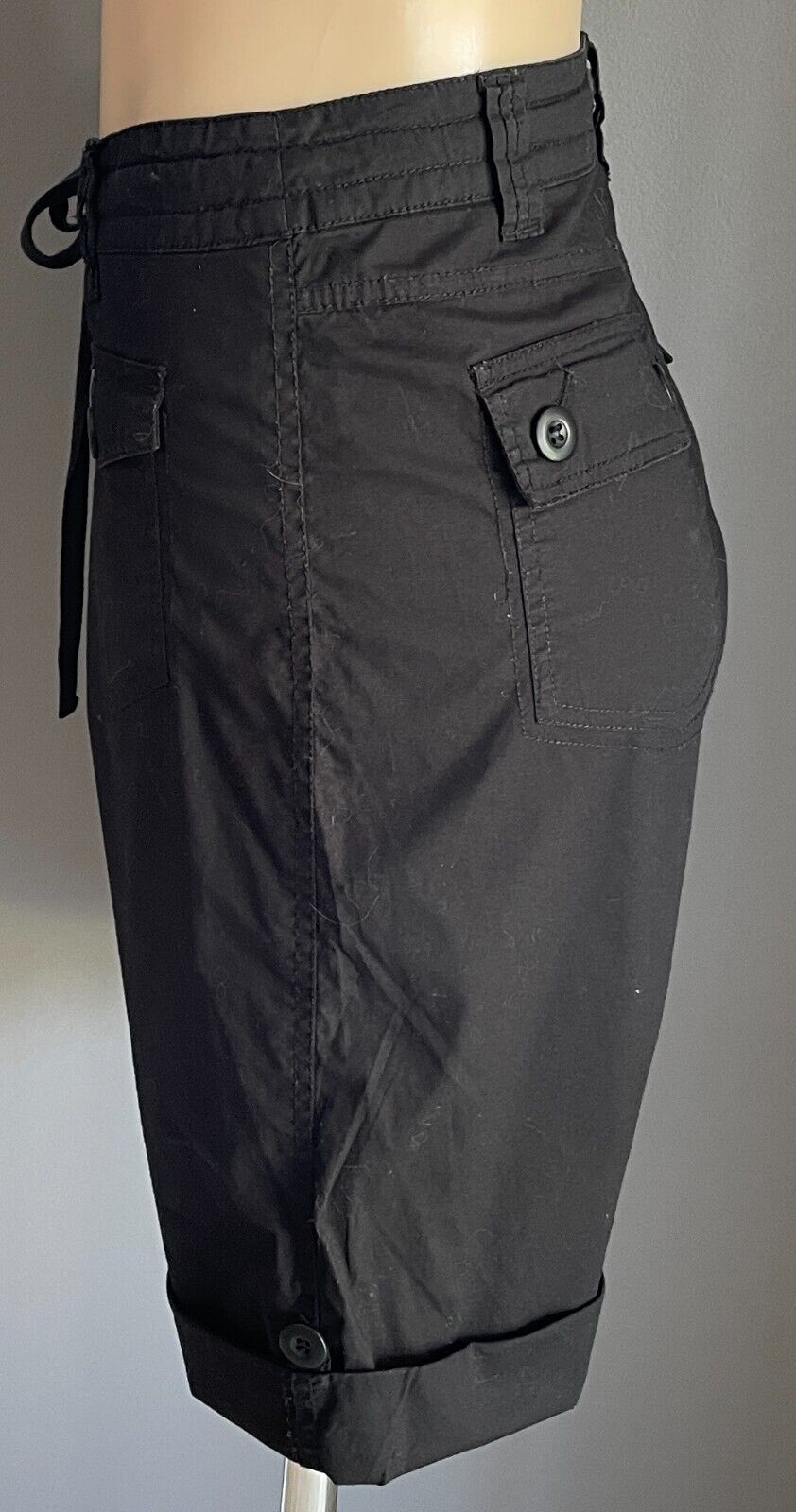 MILLERS Shorts Black Drawstring Waist Cuffed Hem Short Pants Size 12
