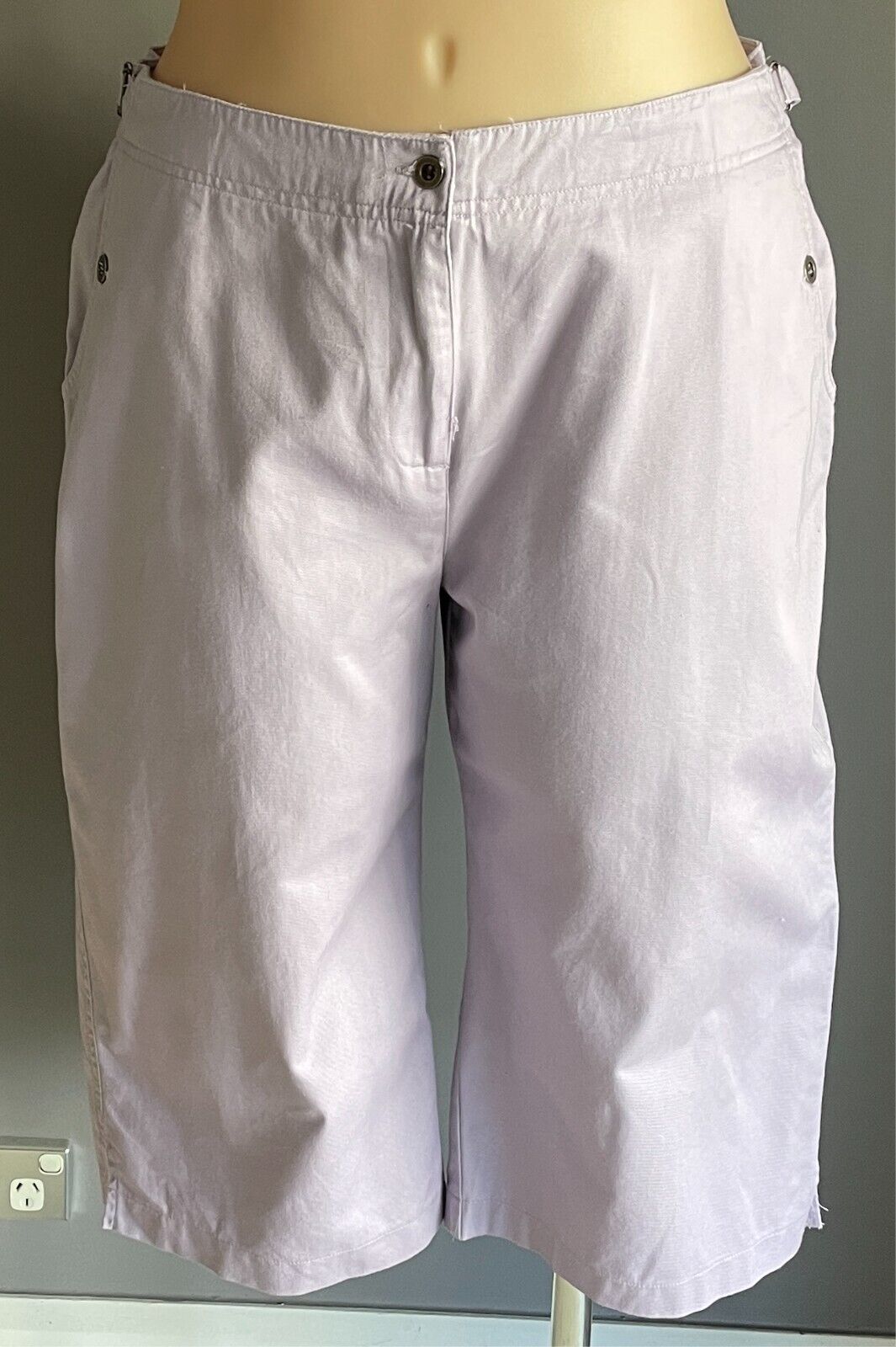 MILLERS Cropped Pants Mauve Lilac Size 18 Adjustable Waist Cotton Fabric
