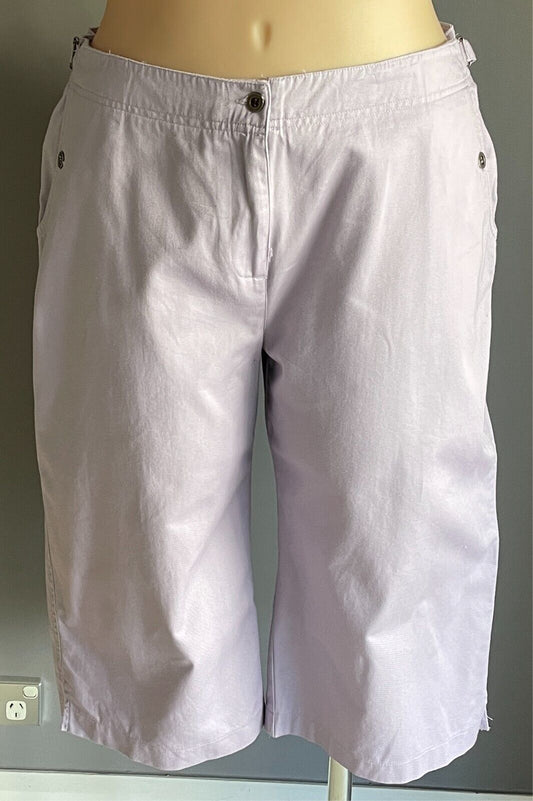 MILLERS Cropped Pants Mauve Lilac Size 18 Adjustable Waist Cotton Fabric
