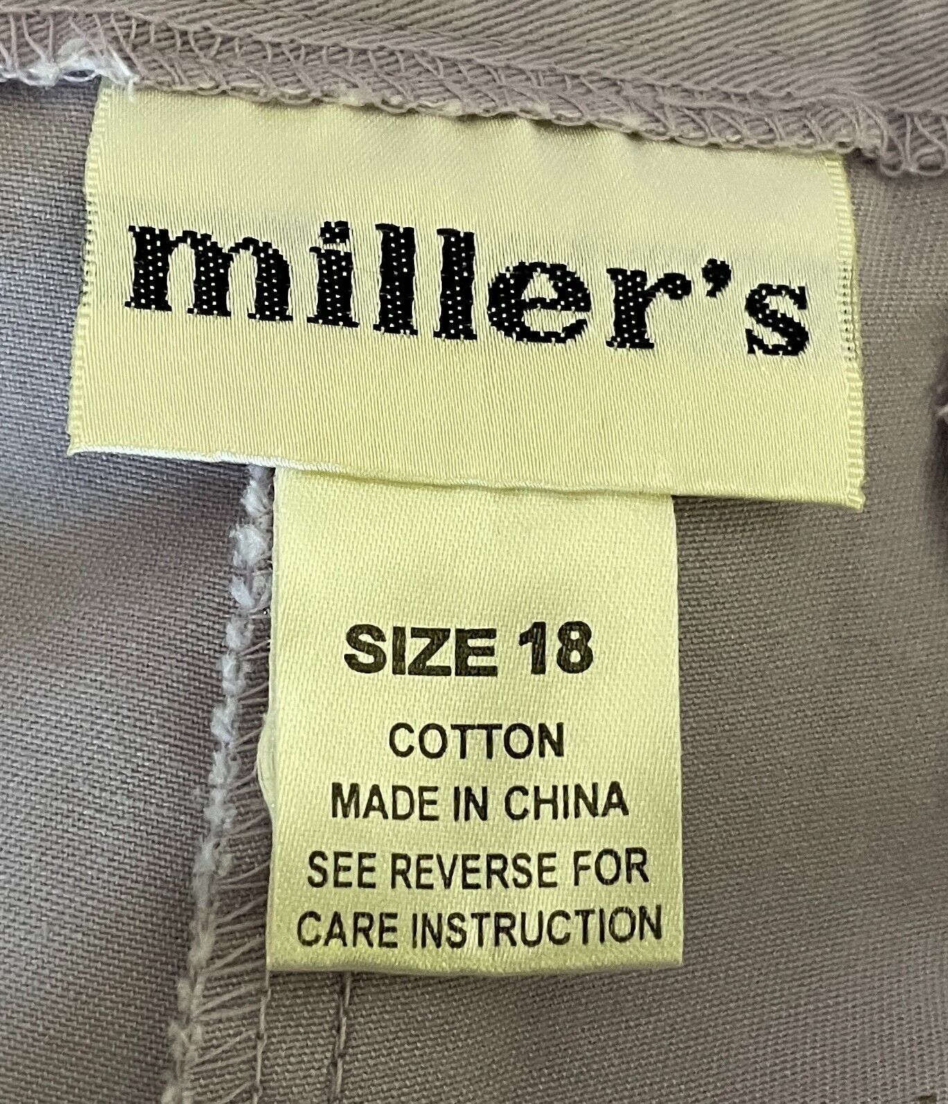 MILLERS Cropped Pants Mauve Lilac Size 18 Adjustable Waist Cotton Fabric