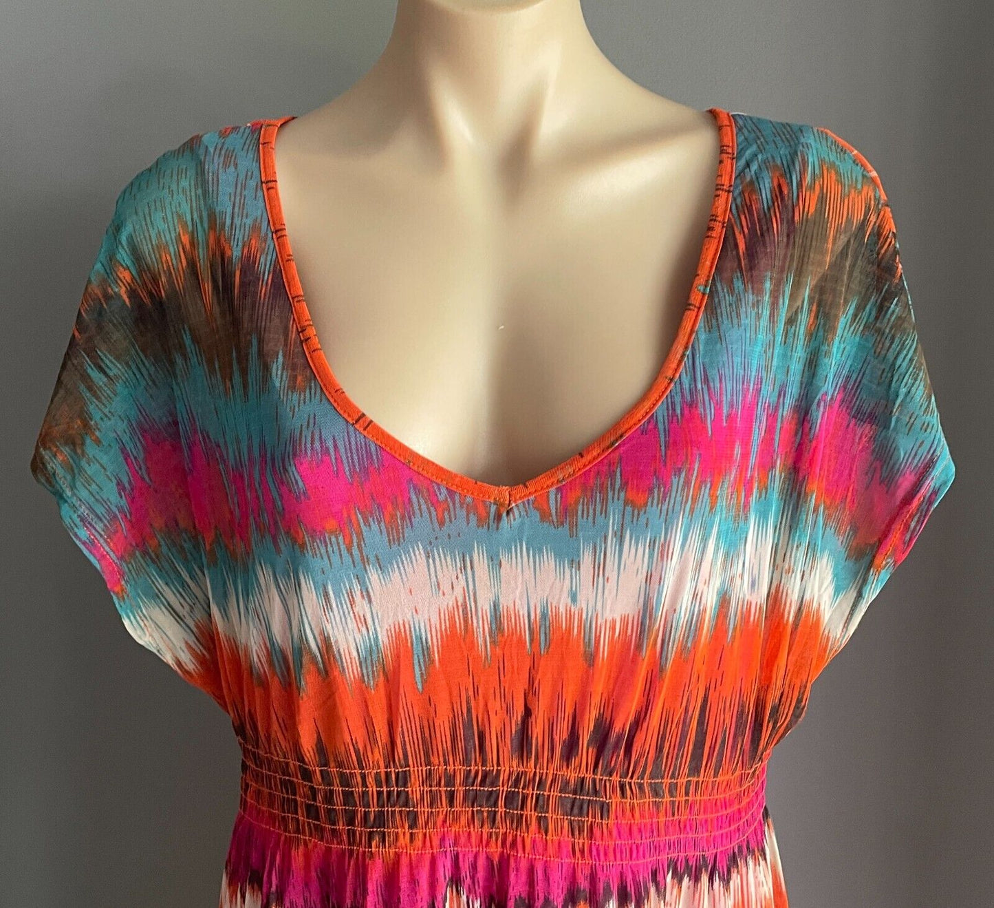 MILLERS Maxi Dress Colourful Print Extended Sleeve Elastic Waist Long Size 18