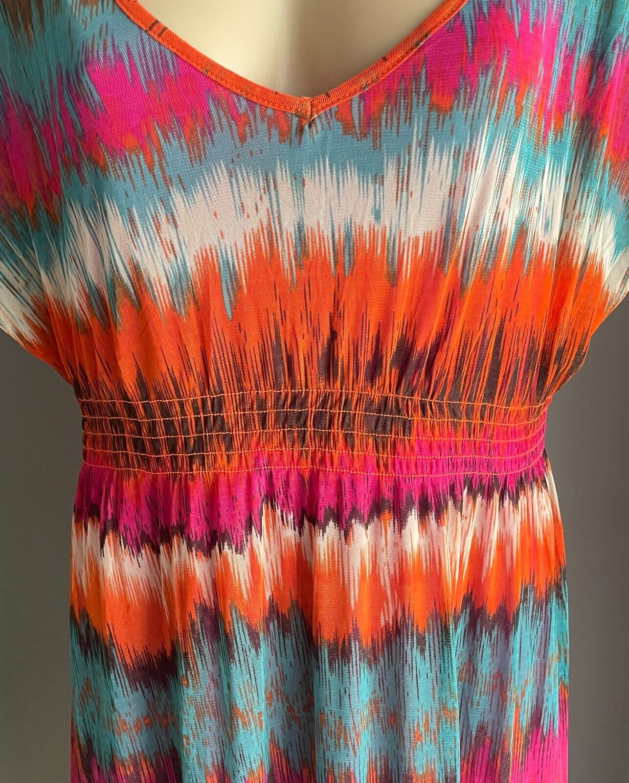 MILLERS Maxi Dress Colourful Print Extended Sleeve Elastic Waist Long Size 18