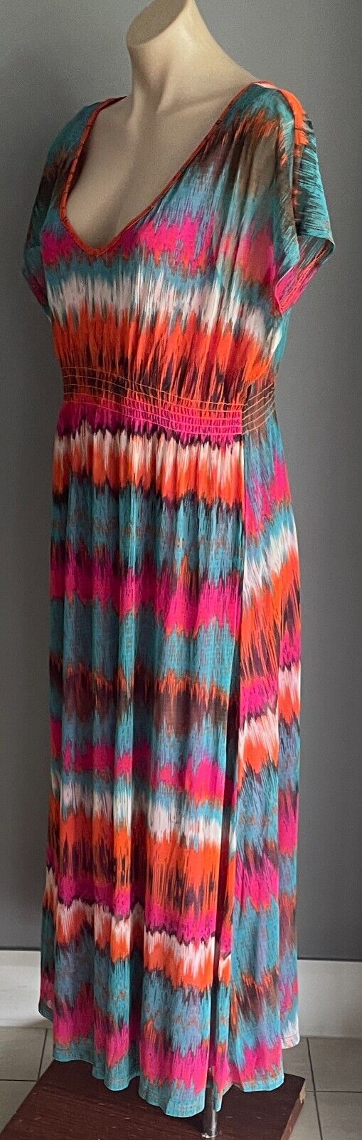 MILLERS Maxi Dress Colourful Print Extended Sleeve Elastic Waist Long Size 18