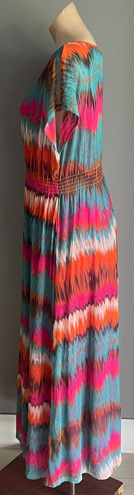 MILLERS Maxi Dress Colourful Print Extended Sleeve Elastic Waist Long Size 18
