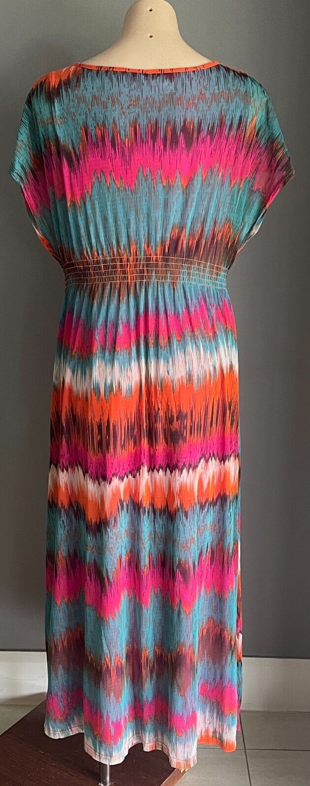 MILLERS Maxi Dress Colourful Print Extended Sleeve Elastic Waist Long Size 18
