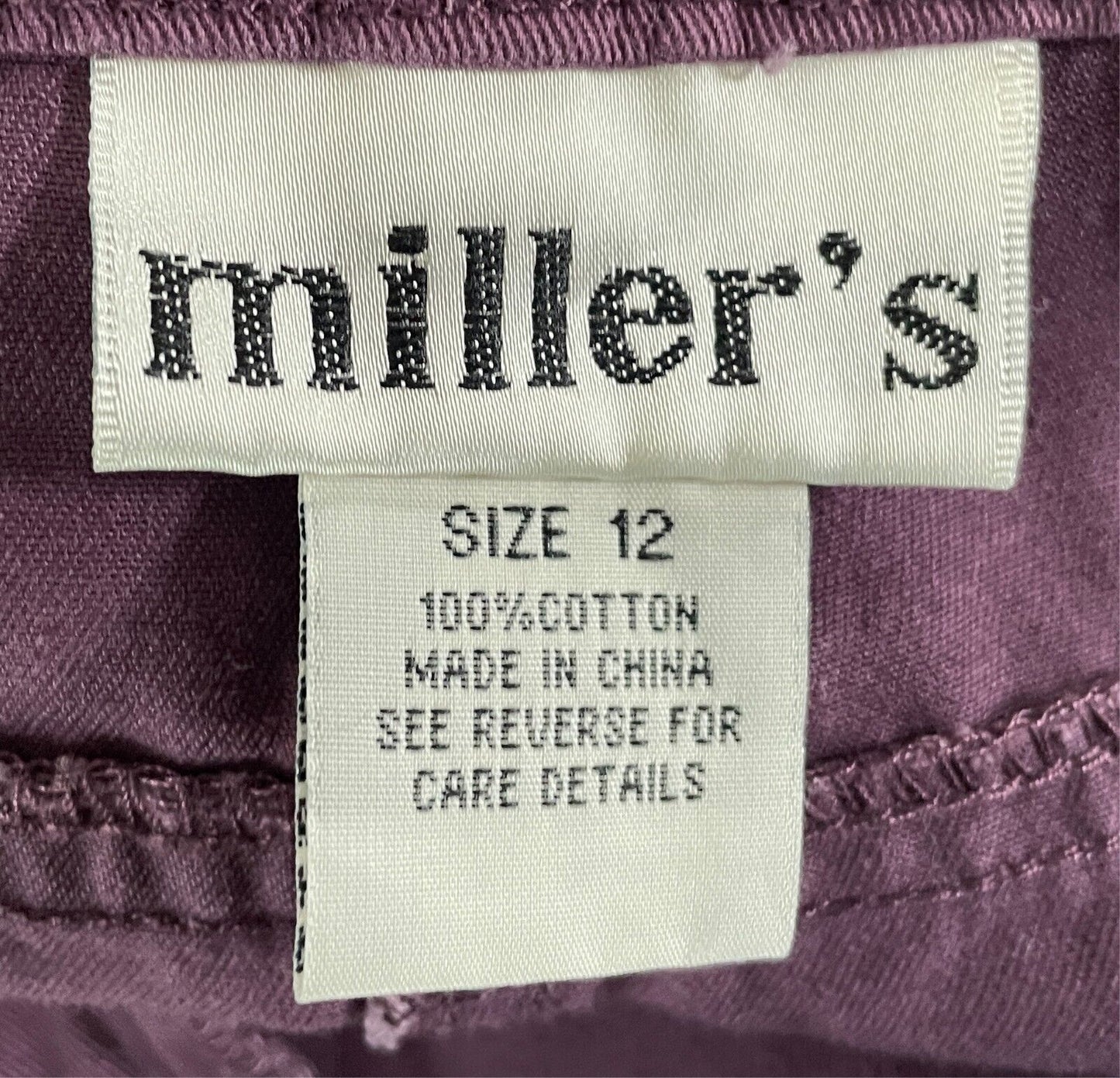 MILLERS Cropped Wide Leg Pants Purple Size 12 Cotton