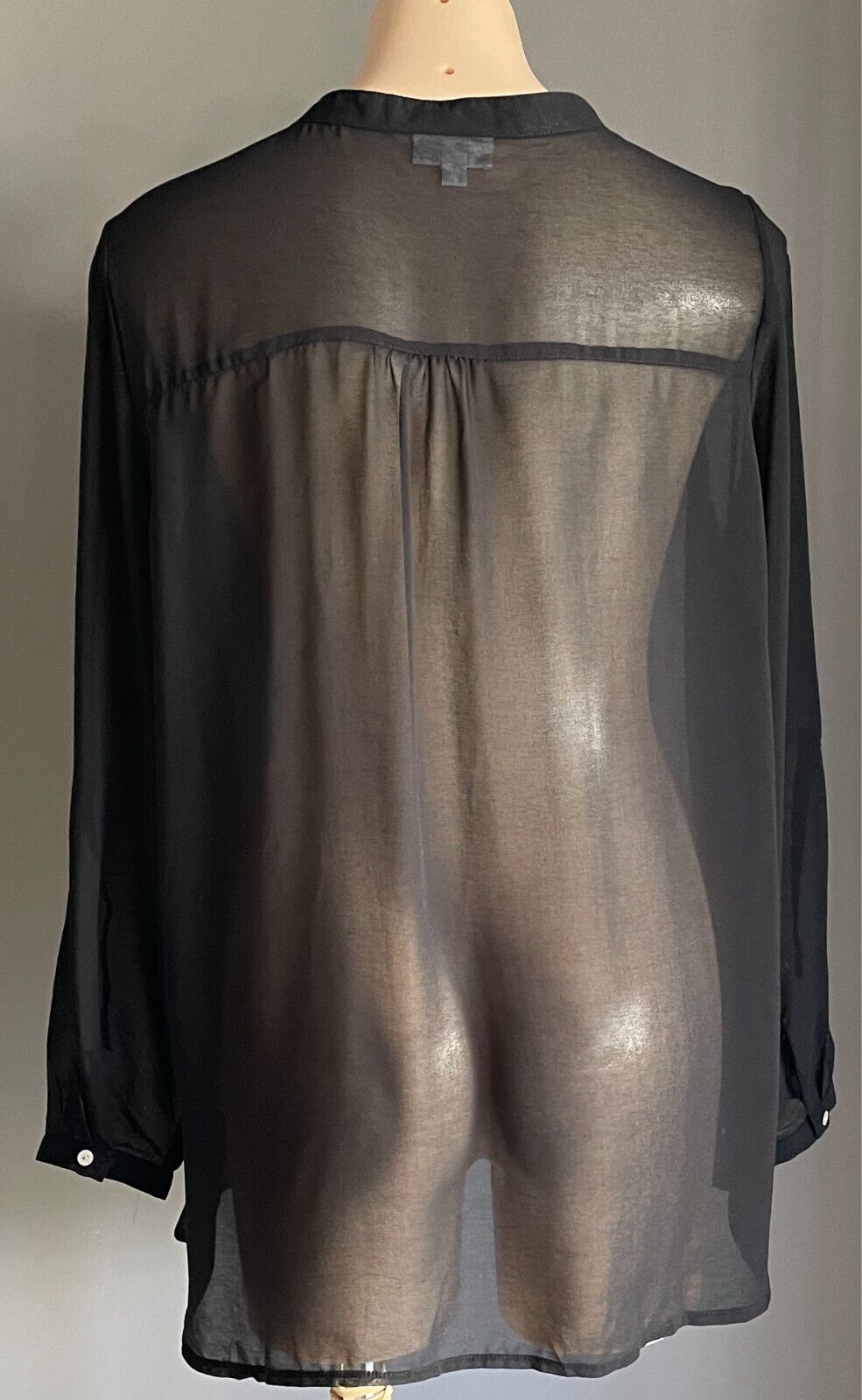 MILLERS Top Blouse Black Semi Sheer Adjustable Sleeves Size 16 Pockets NEW