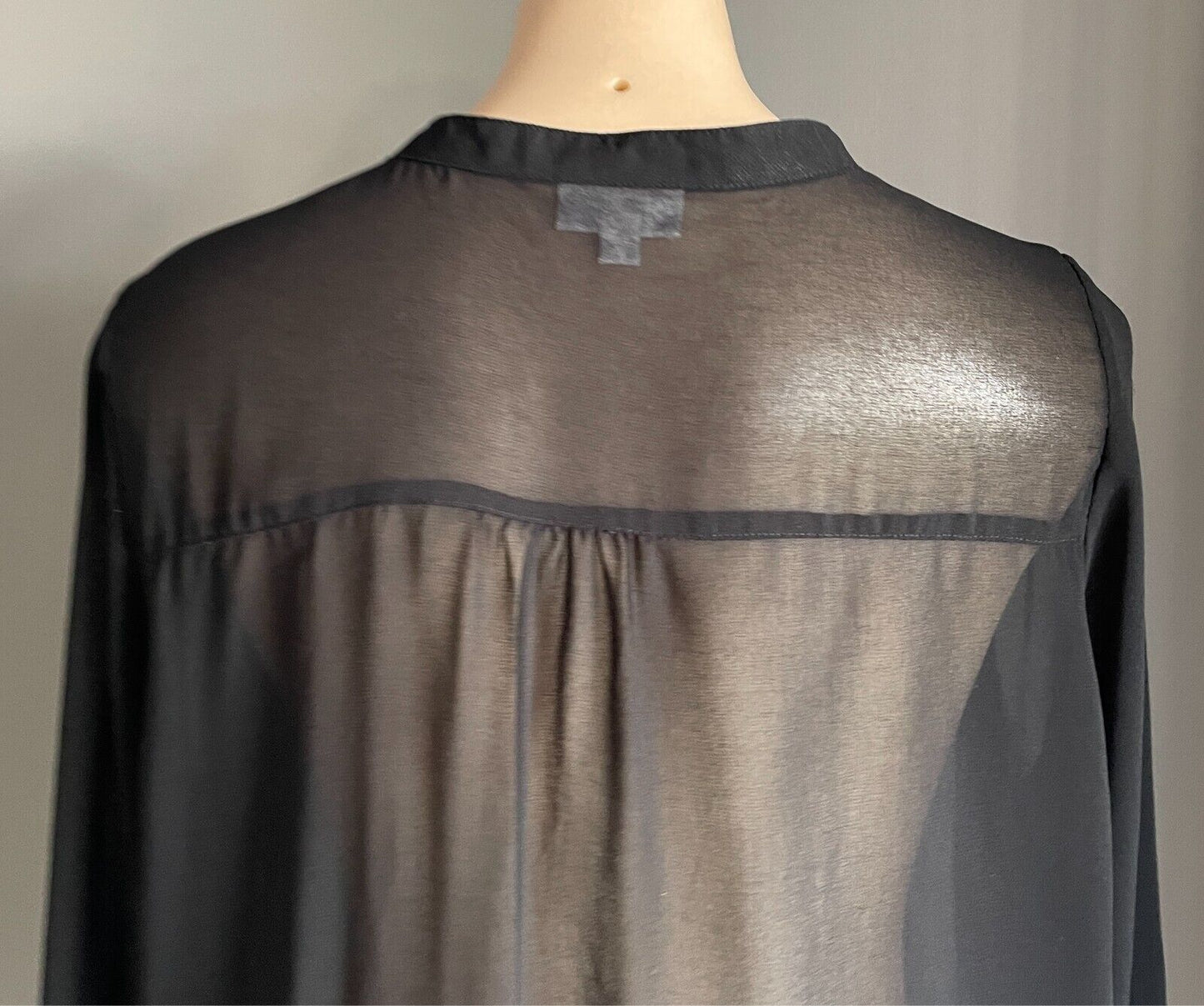 MILLERS Top Blouse Black Semi Sheer Adjustable Sleeves Size 16 Pockets NEW