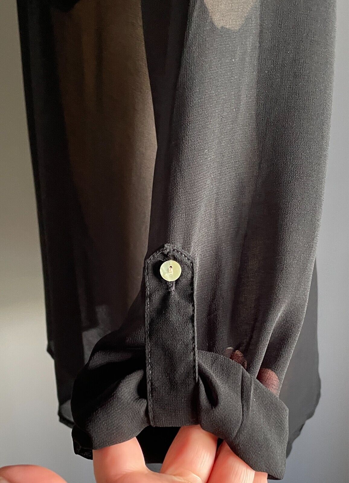 MILLERS Top Blouse Black Semi Sheer Adjustable Sleeves Size 16 Pockets NEW