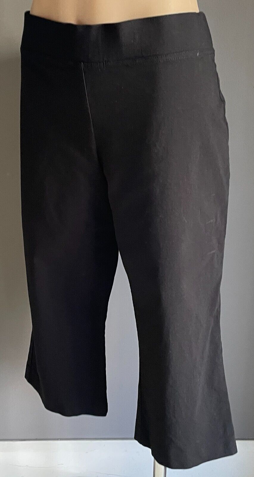 REGATTA PETITES Pants Black Stretch Cropped Size 14 Elastic Waist Straight Leg