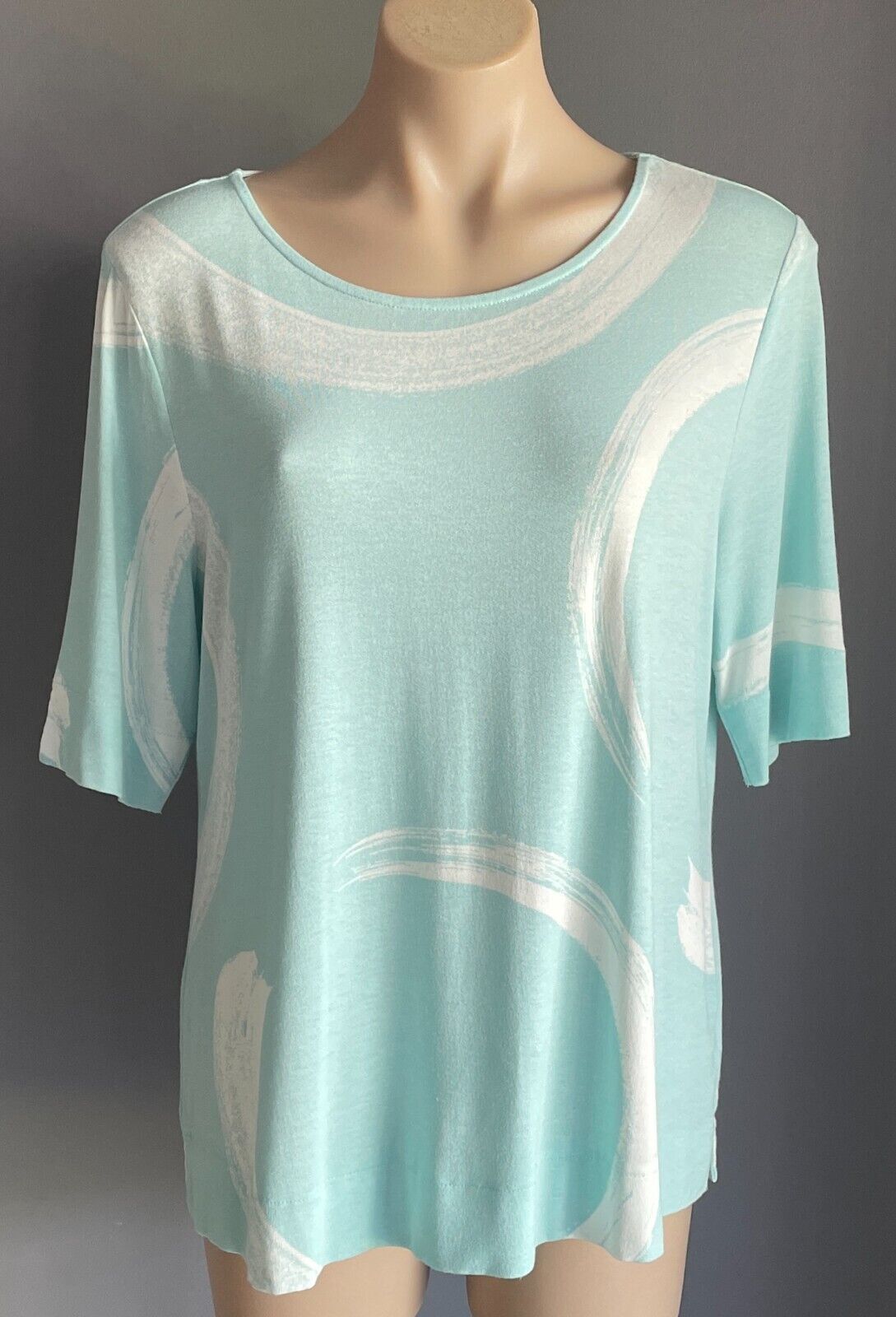 REGATTA Petite Top Mint Green White T-Shirt Size 14 Petite Short Sleeves Stretch
