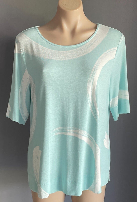 REGATTA Petite Top Mint Green White T-Shirt Size 14 Petite Short Sleeves Stretch
