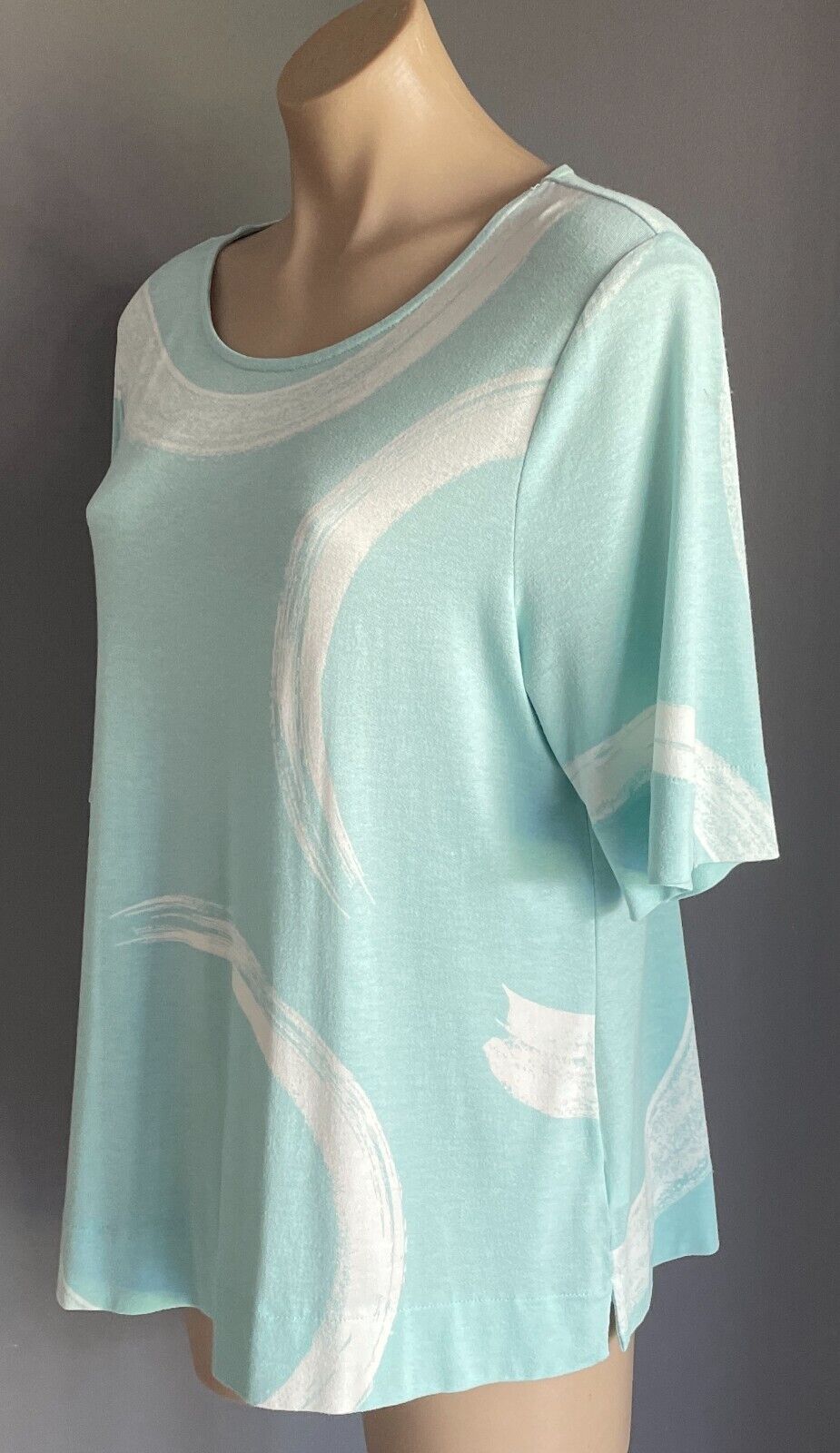 REGATTA Petite Top Mint Green White T-Shirt Size 14 Petite Short Sleeves Stretch