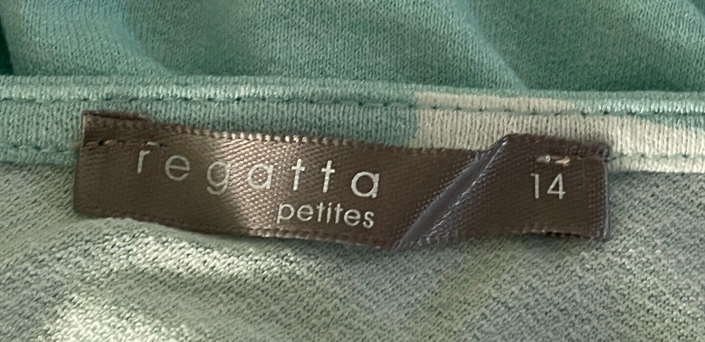 REGATTA Petite Top Mint Green White T-Shirt Size 14 Petite Short Sleeves Stretch
