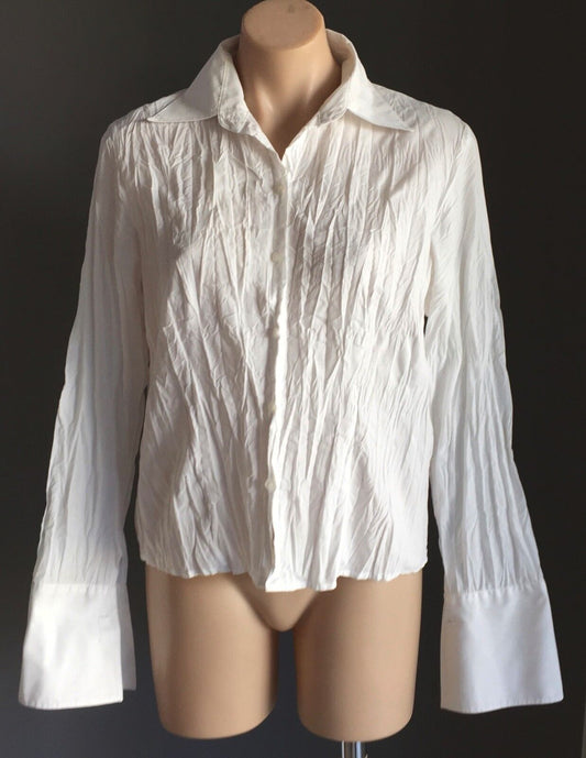 RODNEY CLARK Shirt Button Front White Crinkle Long Sleeve Cufflink Size M 12