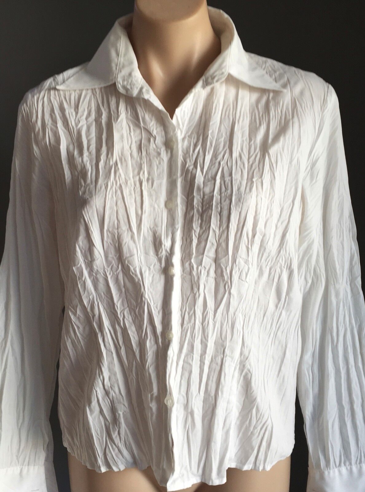RODNEY CLARK Shirt Button Front White Crinkle Long Sleeve Cufflink Size M 12