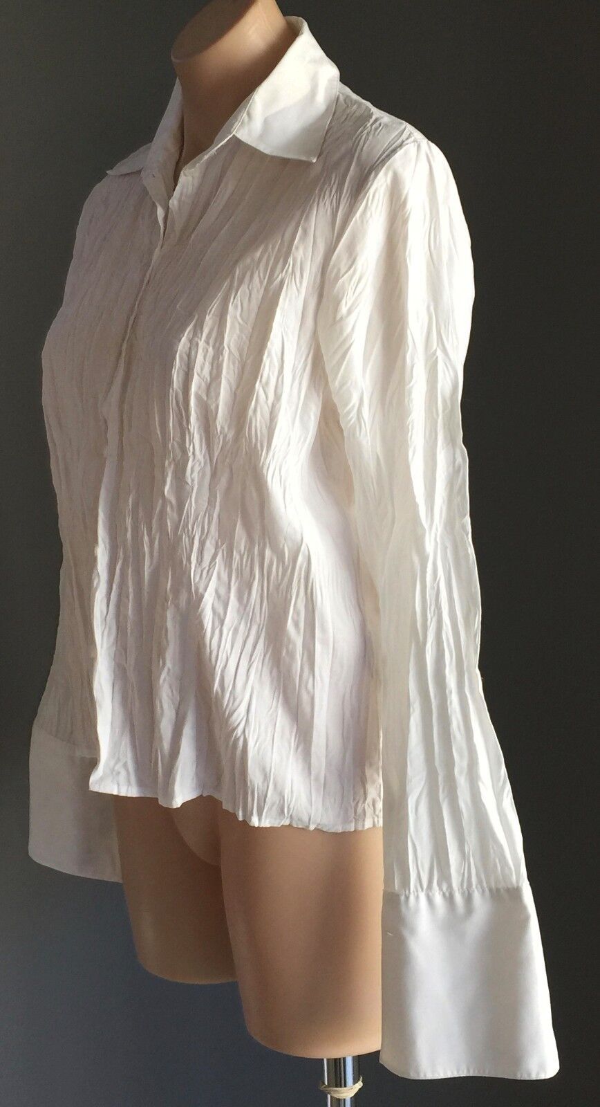 RODNEY CLARK Shirt Button Front White Crinkle Long Sleeve Cufflink Size M 12