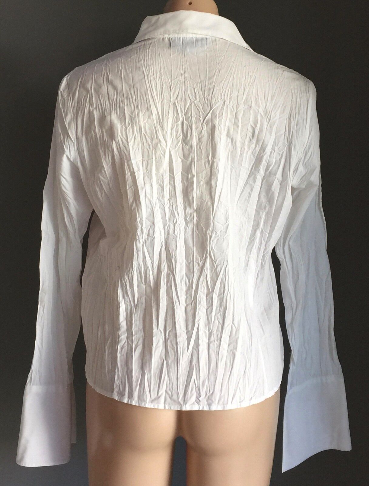 RODNEY CLARK Shirt Button Front White Crinkle Long Sleeve Cufflink Size M 12