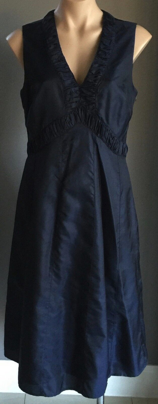 RODNEY CLARK Dress Navy Satin Look & Feel Sleeveless A-line Ladies Size 10