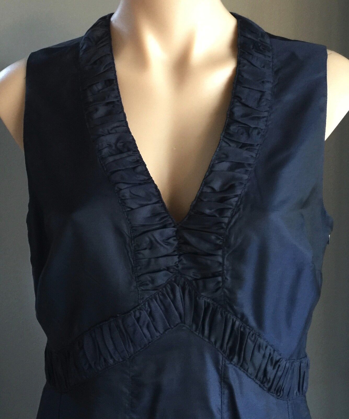 RODNEY CLARK Dress Navy Satin Look & Feel Sleeveless A-line Ladies Size 10