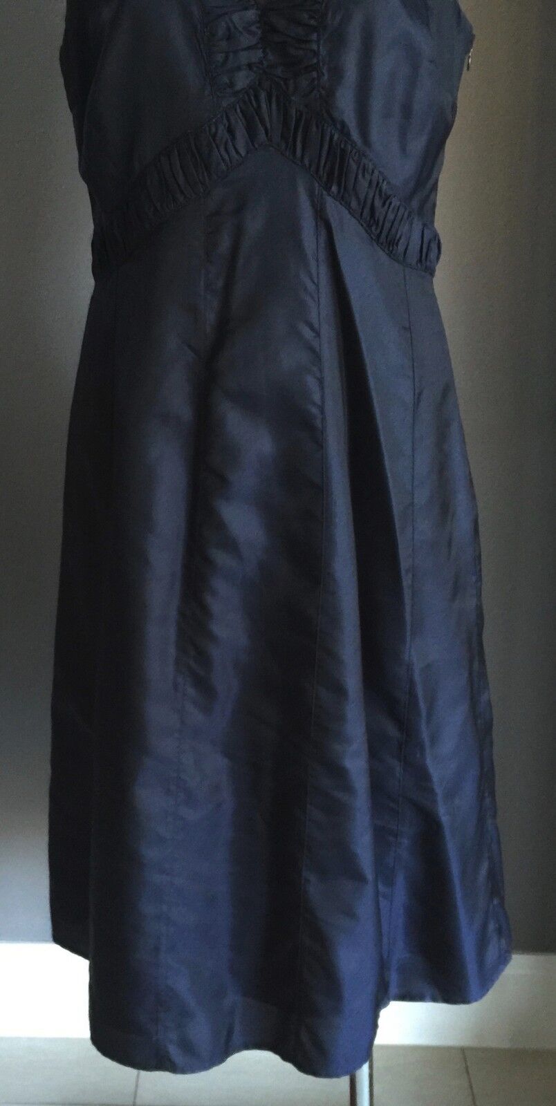 RODNEY CLARK Dress Navy Satin Look & Feel Sleeveless A-line Ladies Size 10