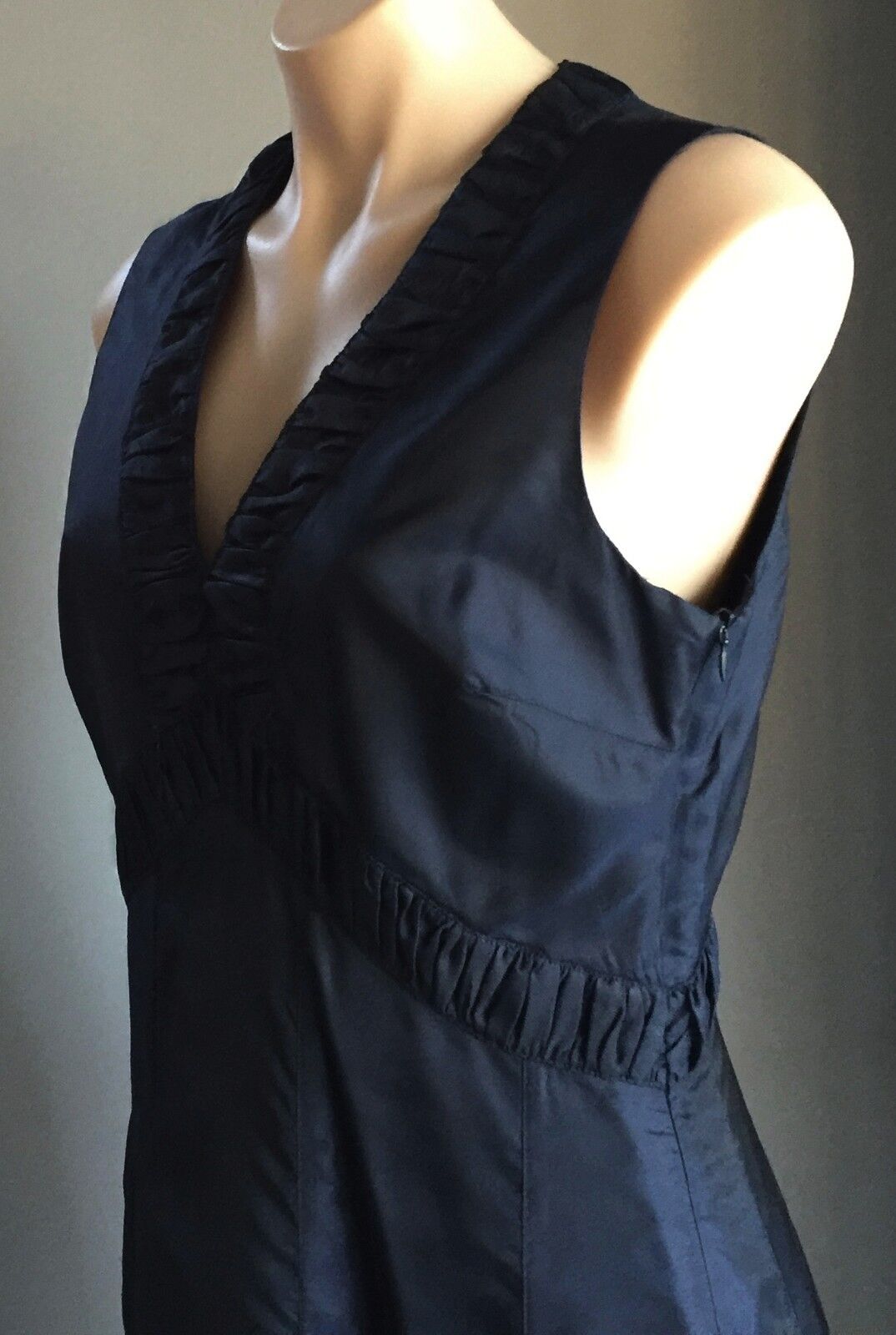 RODNEY CLARK Dress Navy Satin Look & Feel Sleeveless A-line Ladies Size 10