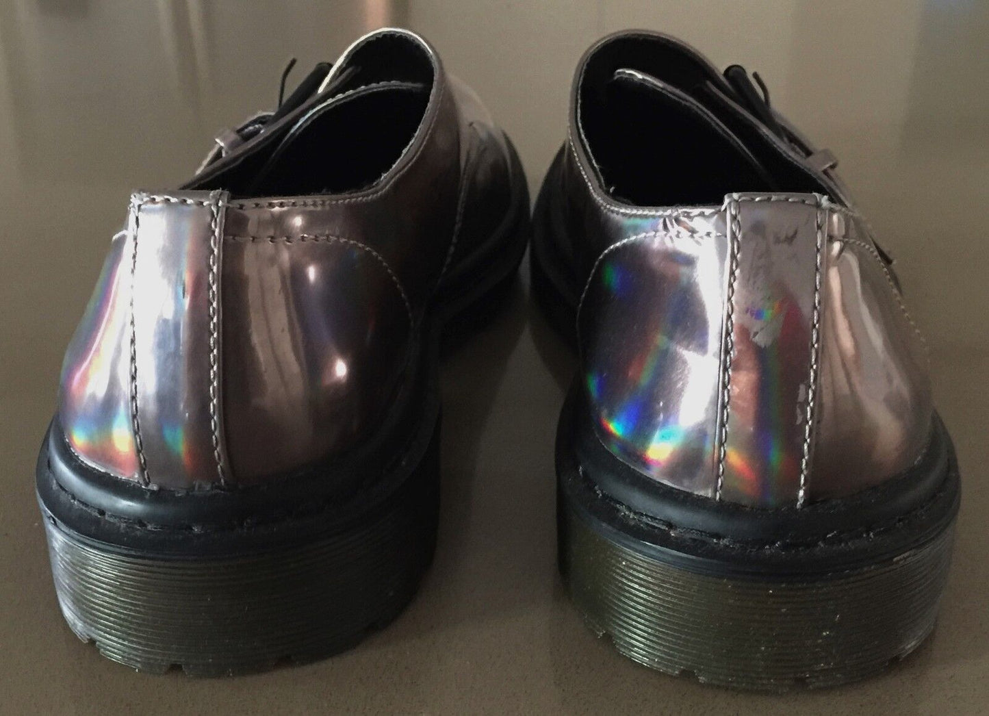 ASOS Shoes Monk Strap Pleather Rubber Sole Reflective Pewter Ladies Size 7 NEW