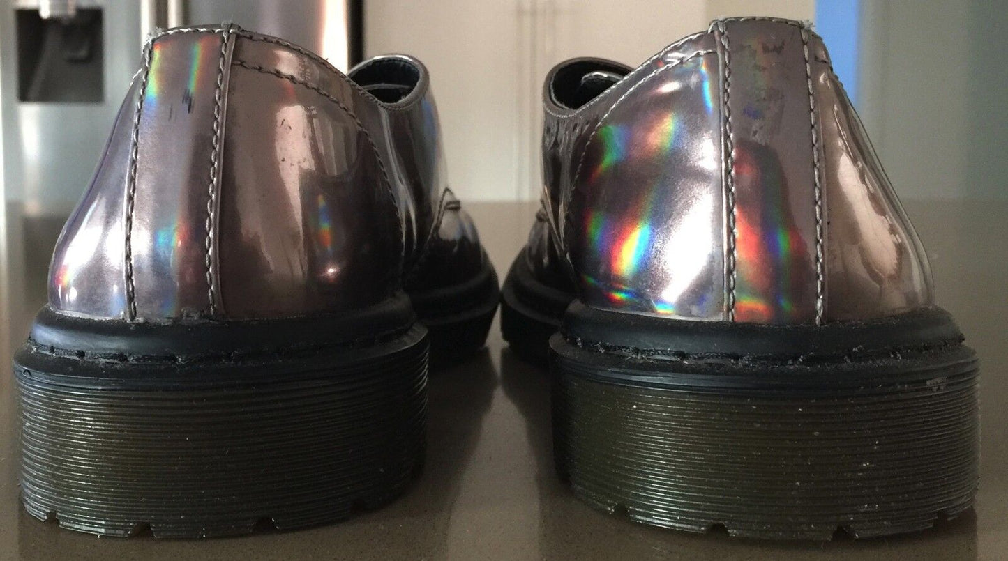 ASOS Shoes Monk Strap Pleather Rubber Sole Reflective Pewter Ladies Size 7 NEW