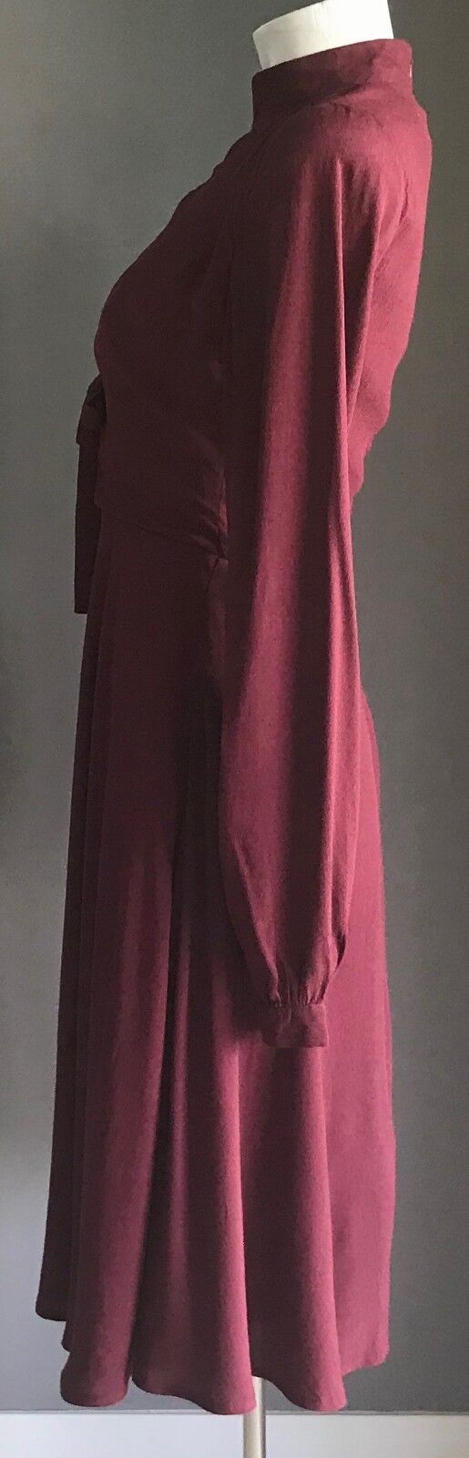 GLAMOROUS TALL ASOS Dress Tie at Chest Long Sleeve Burgundy Berry Size 8 NEW