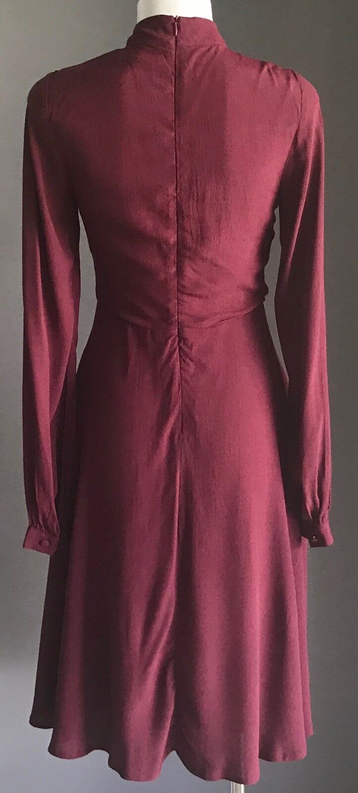 GLAMOROUS TALL ASOS Dress Tie at Chest Long Sleeve Burgundy Berry Size 8 NEW