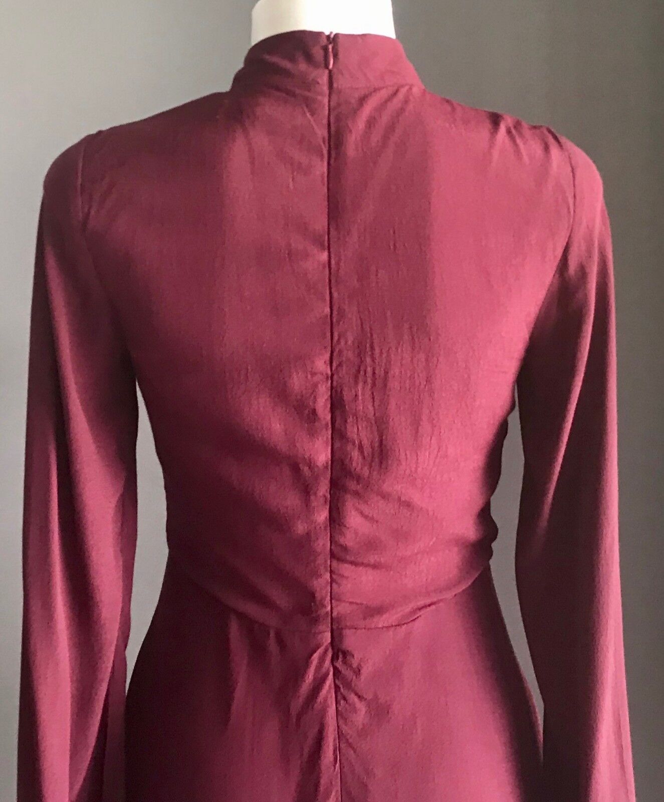 GLAMOROUS TALL ASOS Dress Tie at Chest Long Sleeve Burgundy Berry Size 8 NEW