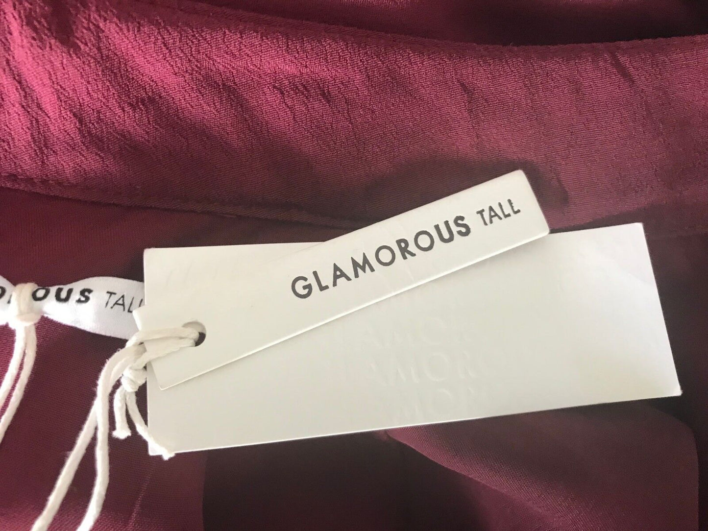 GLAMOROUS TALL ASOS Dress Tie at Chest Long Sleeve Burgundy Berry Size 8 NEW