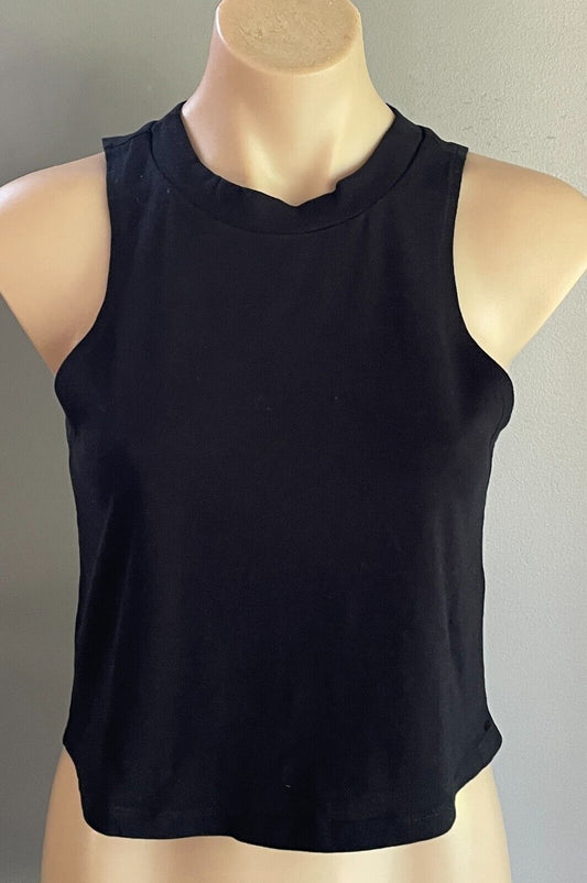 ASOS DESIGN Black Sleeveless Crop Top Size 4 AU 10 Stretch Cotton Fabric NEW