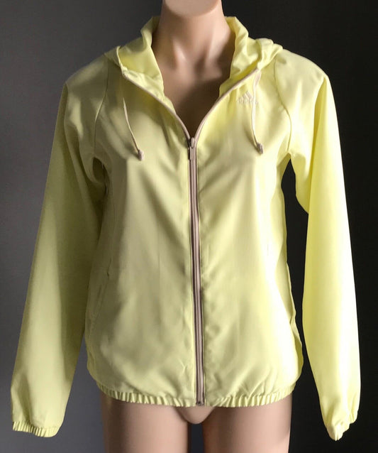 ADIDAS Climalite Jacket Light Neon Yellow Lightweight Hooded Active Sz 6 AU 8 10